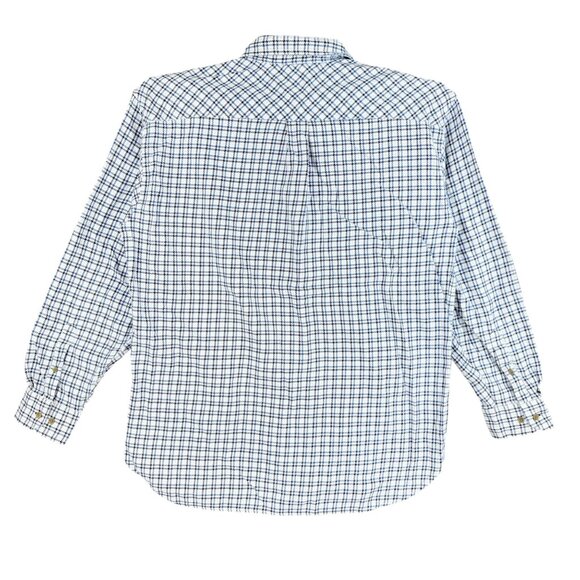 Tommy Hilfiger Men's Long Sleeve Buttons Plaid Blue Shirt Size XXL 80's Two Ply - Picture 2 of 8